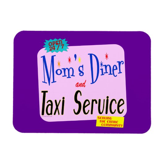 Moms Diner en Taxi Service Retro Gezegde Magneet (Horizontaal)