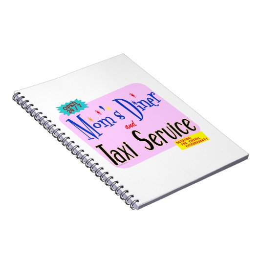 Moms Diner en Taxi Service Retro Gezegde Notitieboek (Rechterzijde)