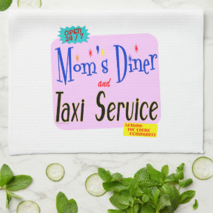 Moms Diner en Taxi Service Retro Kitchen Towel Theedoek