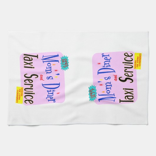 Moms Diner en Taxi Service Retro Kitchen Towel Theedoek (Horizontaal)