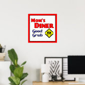 Mom's Diner Retro Restaurant Art Print (Thuiskantoor)