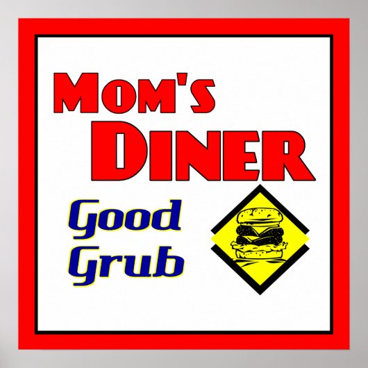 Mom's Diner Retro Restaurant Art Print (Voorkant)
