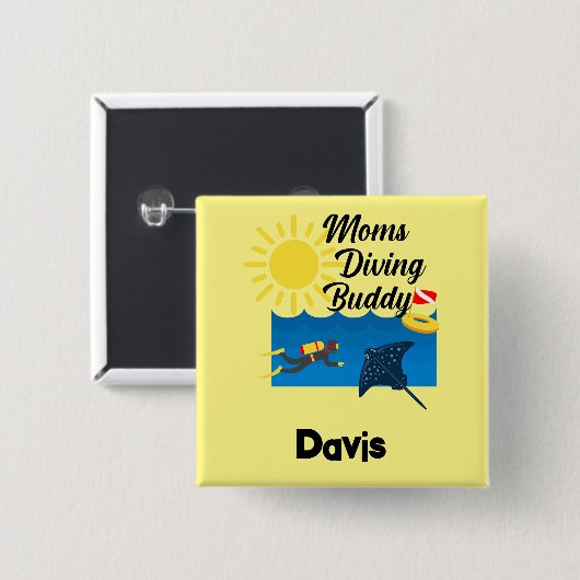 Moms Diving Buddy Design - Square Button (Voorkant /achterkant)