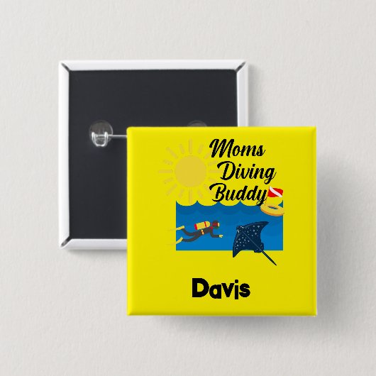 Moms Diving Buddy Design - Square Button (Voorkant /achterkant)