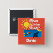 Moms duikend boeddontwerp - Square Magnet Button (Voorkant /achterkant)