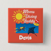 Moms duikend boeddontwerp - Square Magnet Button (Voorkant)