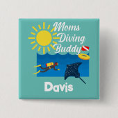 Moms duikend boeddontwerp - Square Magnet Button (Voorkant)