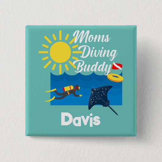 Moms duikend boeddontwerp - Square Magnet Button (Voorkant)