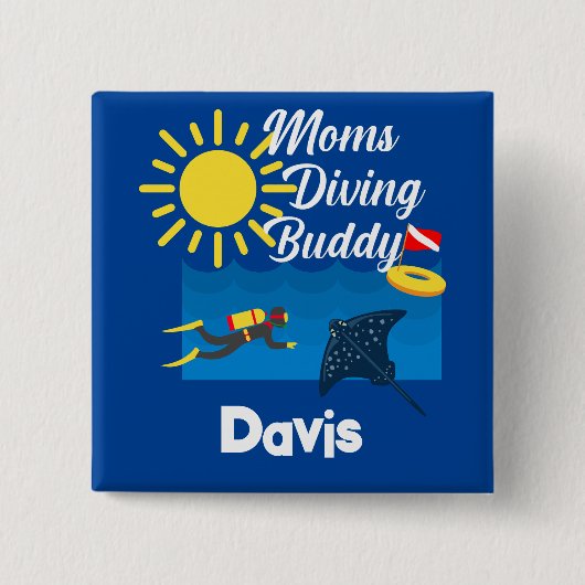 Moms duikend boeddontwerp - Square Magnet Button (Voorkant)