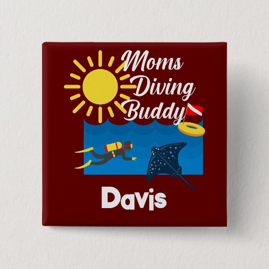 Moms duikend boeddontwerp - Square Magnet Button (Voorkant)