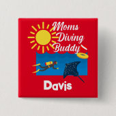 Moms duikend boeddontwerp - Square Magnet Button (Voorkant)