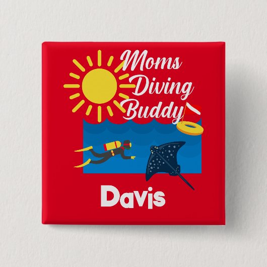 Moms duikend boeddontwerp - Square Magnet Button (Voorkant)