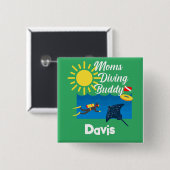 Moms duikend boeddontwerp - Square Magnet Button (Voorkant /achterkant)