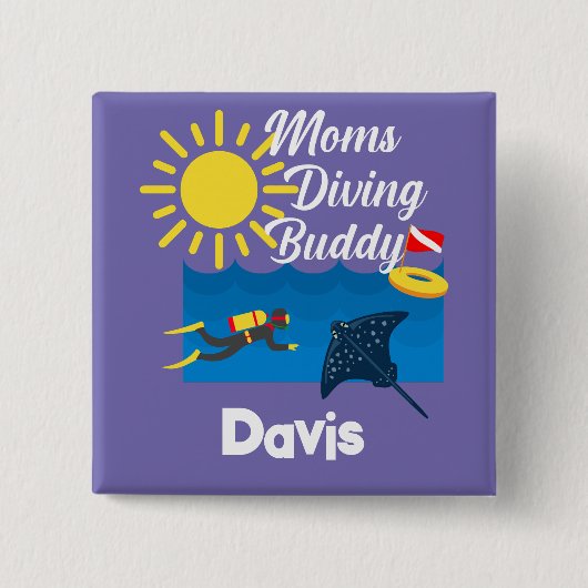 Moms duikend boeddontwerp - Square Magnet Button (Voorkant)