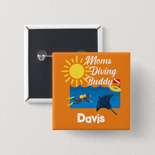 Moms duikend boeddontwerp - Square Magnet Button (Voorkant /achterkant)