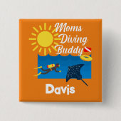 Moms duikend boeddontwerp - Square Magnet Button (Voorkant)