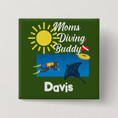 Moms duikend boeddontwerp - Square Magnet Button (Voorkant)