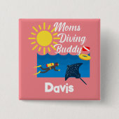 Moms duikend boeddontwerp - Square Magnet Button (Voorkant)