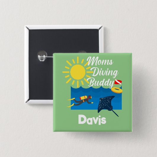 Moms duikend boeddontwerp - Square Magnet Button (Voorkant /achterkant)