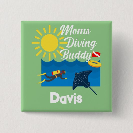 Moms duikend boeddontwerp - Square Magnet Button (Voorkant)