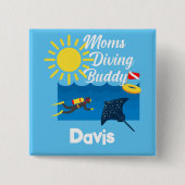 Moms duikend boeddontwerp - Square Magnet Button (Voorkant)