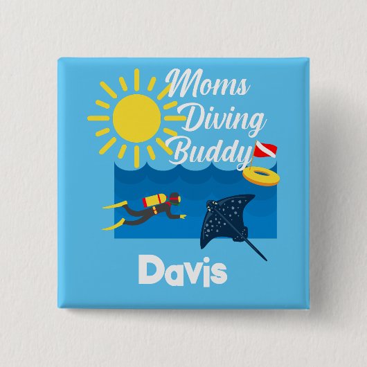 Moms duikend boeddontwerp - Square Magnet Button (Voorkant)