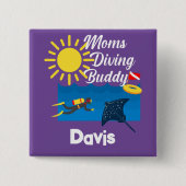 Moms duikend boeddontwerp - Square Magnet Button (Voorkant)