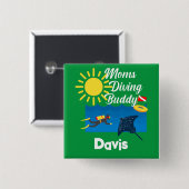 Moms duikend boeddontwerp - Square Magnet Button (Voorkant /achterkant)