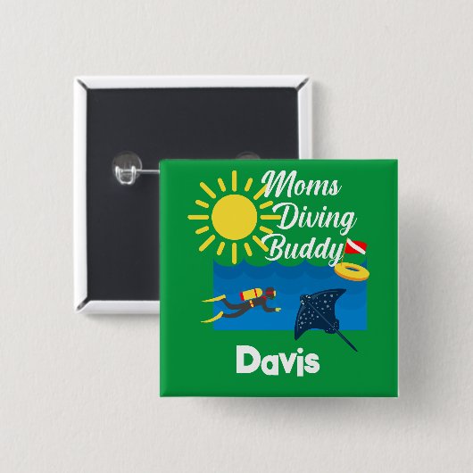 Moms duikend boeddontwerp - Square Magnet Button (Voorkant /achterkant)