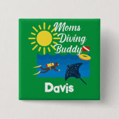 Moms duikend boeddontwerp - Square Magnet Button (Voorkant)