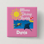 Moms duikend boeddontwerp - Square Magnet Button (Voorkant)