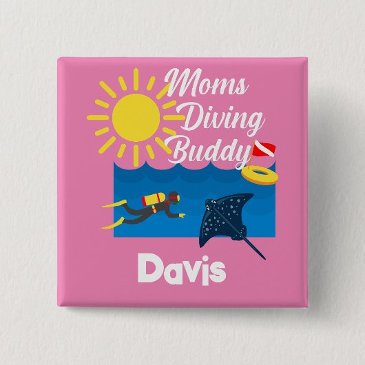 Moms duikend boeddontwerp - Square Magnet Button (Voorkant)