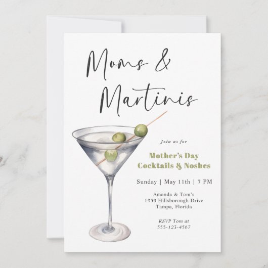 Moms en Martinis Moederdag Cocktail Party Kaart (Voorkant)