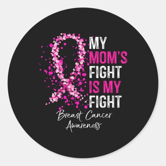 Mom's Fight is mijn strijd tegen borstkanker Aware Ronde Sticker (Voorkant)