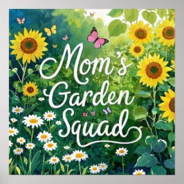 Mom's Garden Squad_Sunflowers Daises Vlinders Poster