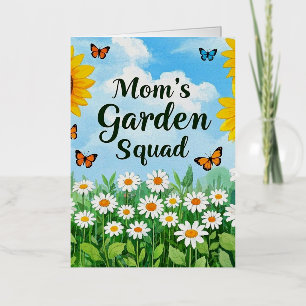 Mom's Garden Squad Zonnebloemen Daisies Vlinders Folie Wenskaart
