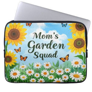 Mom's Garden Squad Zonnebloemen Daisies Vlinders Laptop Sleeve