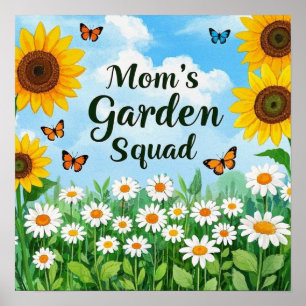 Mom's Garden Squad Zonnebloemen Daisies Vlinders Poster