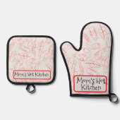 "Mom's Hot Kitchen" Cadeau Ovenwant & Pannenlap Set (Voorkant)