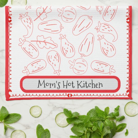 "Mom's Hot Kitchen" Moederdag cadeau Theedoek (Gevouwen)