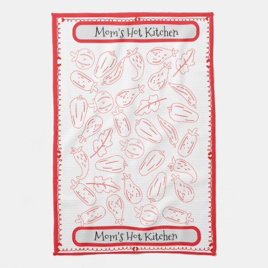 "Mom's Hot Kitchen" Moederdag cadeau Theedoek (Verticaal)