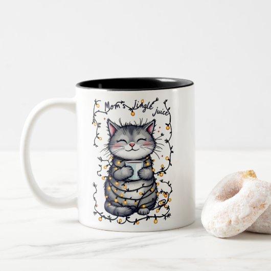 Mom's Jingle Juice Tweekleurige Koffiemok (Met donut)