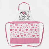 Mom's Kitchen Gekruid met liefde roze harten Schort (Voorkant)