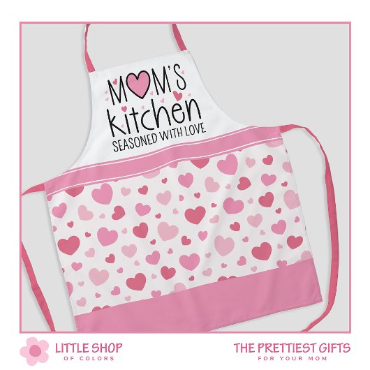 Mom's Kitchen Gekruid met liefde roze harten Schort