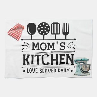 Mom's Kitchen Love Served Daily Kitchen Handdoek