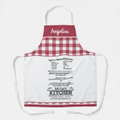 Mom's Kitchen Quote met naam, Rood wit Schort (Voorkant)