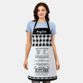 Mom's Kitchen Quote met naam, zwart wit Schort (Gedragen)