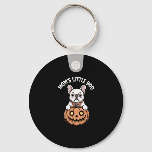 Mom's Little Boo Franse Bulldog Hallowen Sleutelhanger (Voorkant)