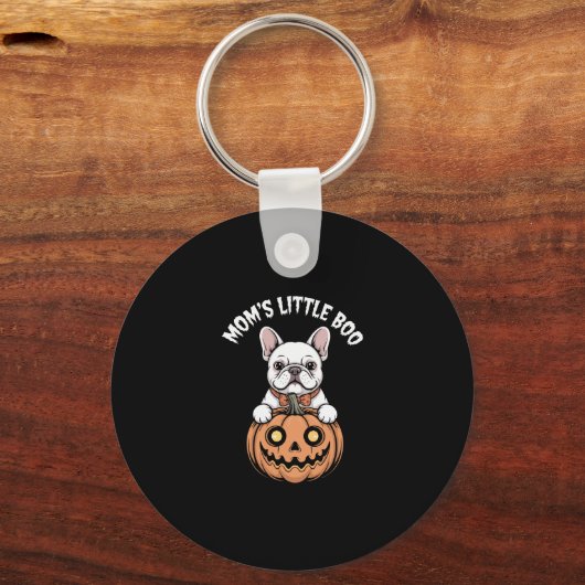 Mom's Little Boo Franse Bulldog Hallowen Sleutelhanger (Voorkant)