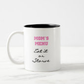 Mom's Menu T-shirts en geschenken Tweekleurige Koffiemok (Links)